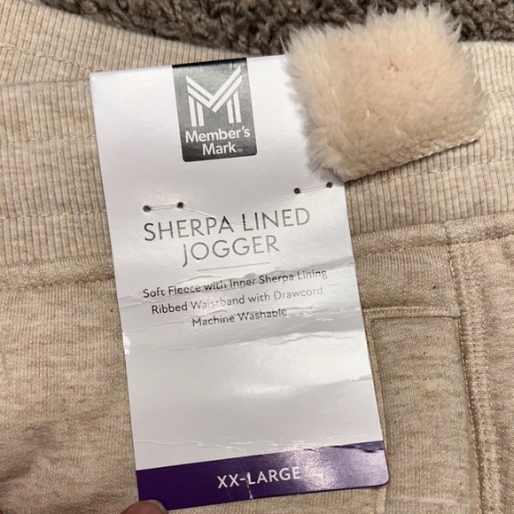 Cream Track Pants with Elastic Waistband and Drawstring - Picture 2 of 6